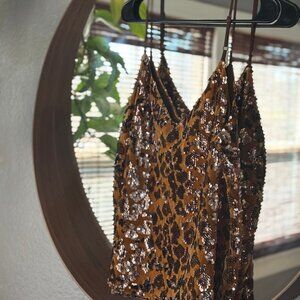 Anthropologie gold velvet and sequence camisole